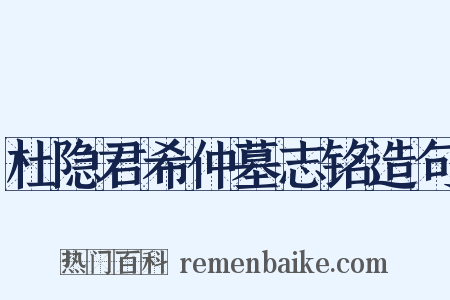 杜隐君希仲墓志铭造句是什么意思的图片